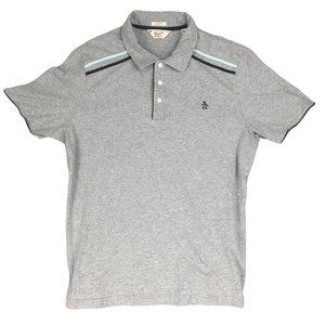 Original Penguin Munsingwear Polo Retro Blue Navy Stripe Gray Polo Mens XL